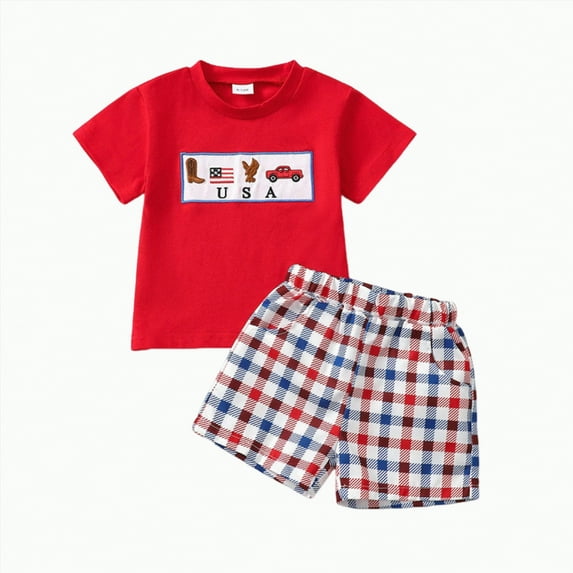 Baby Boy's Clothing Toddler Boy Clothes Set Kid Spring Summer Cotton Letter Prints Short Sleeved Sports 18-24 Months 2t 3t 4t 5t 6t Shorts Two Piece T-Shirt and 2-Piece