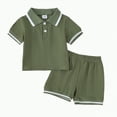 thumbnail image 1 of Baby Boy's Clothing Toddler Boy Clothes Set Kids Summer Cotton Button Short-sleeved Casual 6M 12M 18M 24M 3T 4T Tank Tops And Shorts With Pockets Outfits Suit 2PCS, 1 of 7