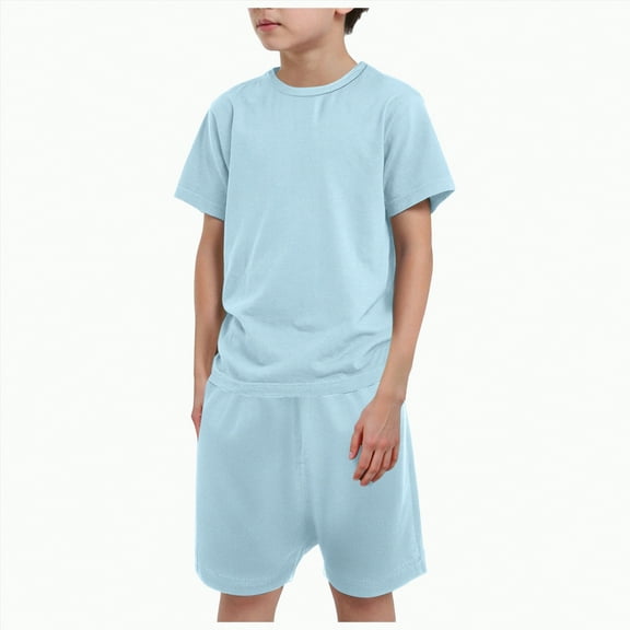 Baby Boy's Clothing Toddler Boy Clothes Set Kids Summer Cotton Round Neck Short-sleeved Basketball 18-24 Months 2t 3t 4t 5t 6t Tops Shorts T-Shirt with Solid 2Pcs Outfit 2 Piece