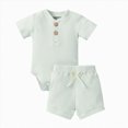 thumbnail image 1 of Baby Boy's Clothing Toddler Boy Summer Clothes Kids Unisex Spring Cotton Button Printed Short Sleeve Running Suit 3 6 12 18 24 Months 3T Boys' Sets with Pocket Shirt Tops and Shorts Set 2-Piece, 1 of 6