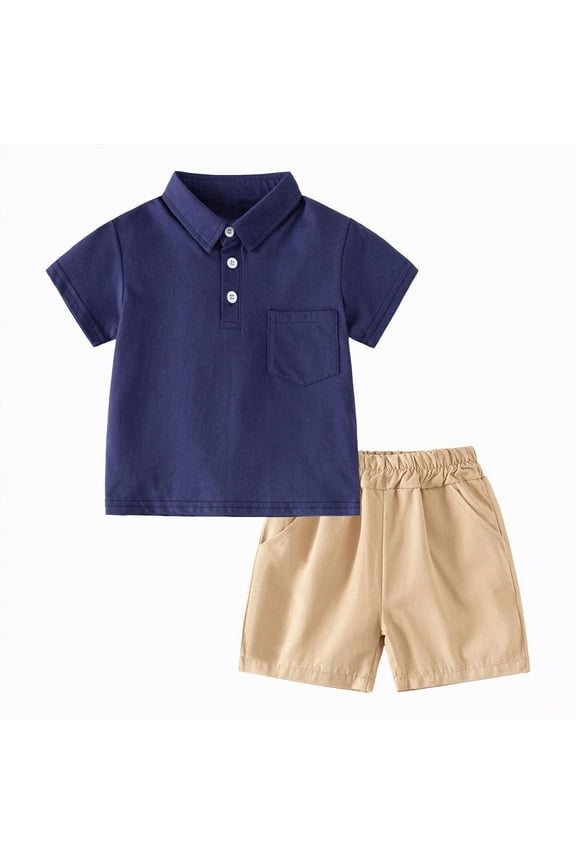 Baby Boy's Clothing Toddler Boys Child Kids Spring Summer Cotton Solid Short-sleeved Running Suit 0 3 6 12 18 24 Months Shorts Outfit Set Clothes Boy Playwear 2PCS