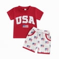 thumbnail image 1 of Baby Boy's Clothing Toddler Boys Clothes Set Boy Spring Summer Cotton Letter Print Short Sleeved Training 6M 12M 18M 24M 3T 4T T-shirt Tops+Shorts Outfits School Wear Vest Tank 2 Piece, 1 of 3