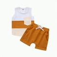 thumbnail image 1 of Baby Boy's Clothing Toddler Boys Pajama Set Kids Spring Summer Cotton Color Block Sleeveless Sports 1t 2t 3t 4t 5t 6t T-Shirt Tops+Shorts T Shirt Pullover Tops Shorts Sets Two Pieces, 1 of 5