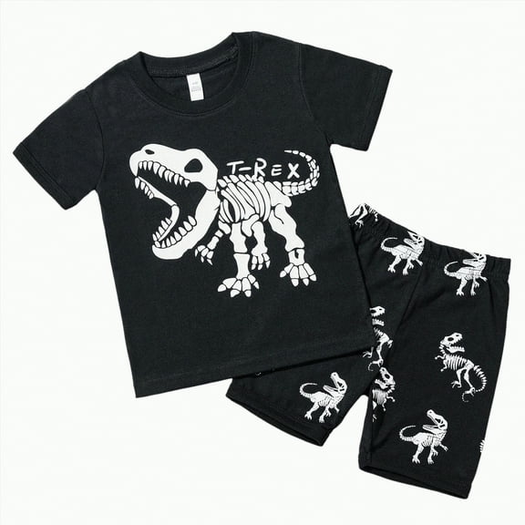 Baby Boy's Clothing Toddler Boys Summer Outfits Children's Spring Cotton Dinosaur Printed Sleeveless Casual 1t 2t 3t 4t 5t 6t T-Shirt & Shorts Set Suits Clothes 2PCS
