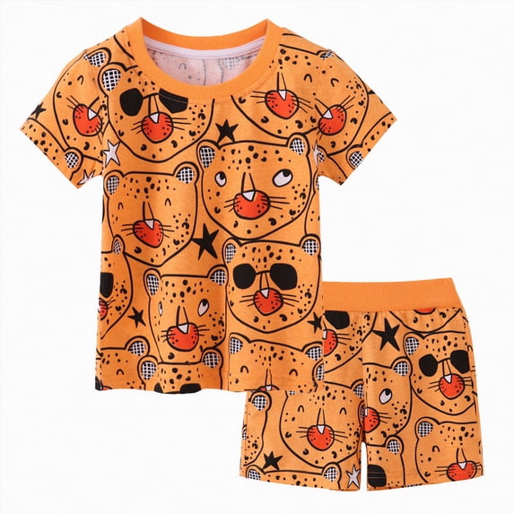 Baby Boy's Clothing Toddler Boys Summer Outfits Kids Unisex Spring Cotton Cartoon Printed Short Sleeved Casual 6M 12M 18M 24M 3T 4T Boys' Sets with Pocket Shirt Tops and Shorts Set Two Pieces