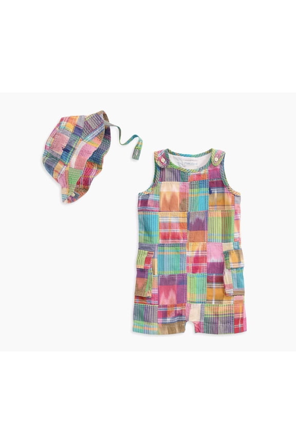 Baby Boy's Madras Plaid Shortalls & Bucket Hat Set