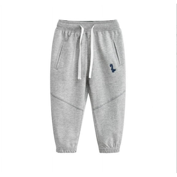 Baby Boy's Pants, Toddler Cotton Pull on Jogger, Kids Dinosaur Drawstring Elastic Sweatpants