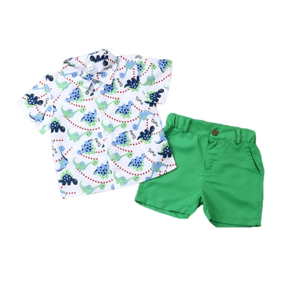 Baby Boy's Summer Clothes Sets Animal Print Shirts Top + Solid Color Shorts Outfits