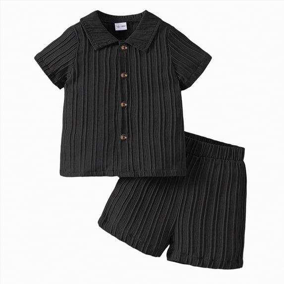 Baby Boys 2 Piece Outfit Sets Lapel Button-Down Short Sleeve Lapel Shirt with Shorts Set Toddler Boy Summer Clothes