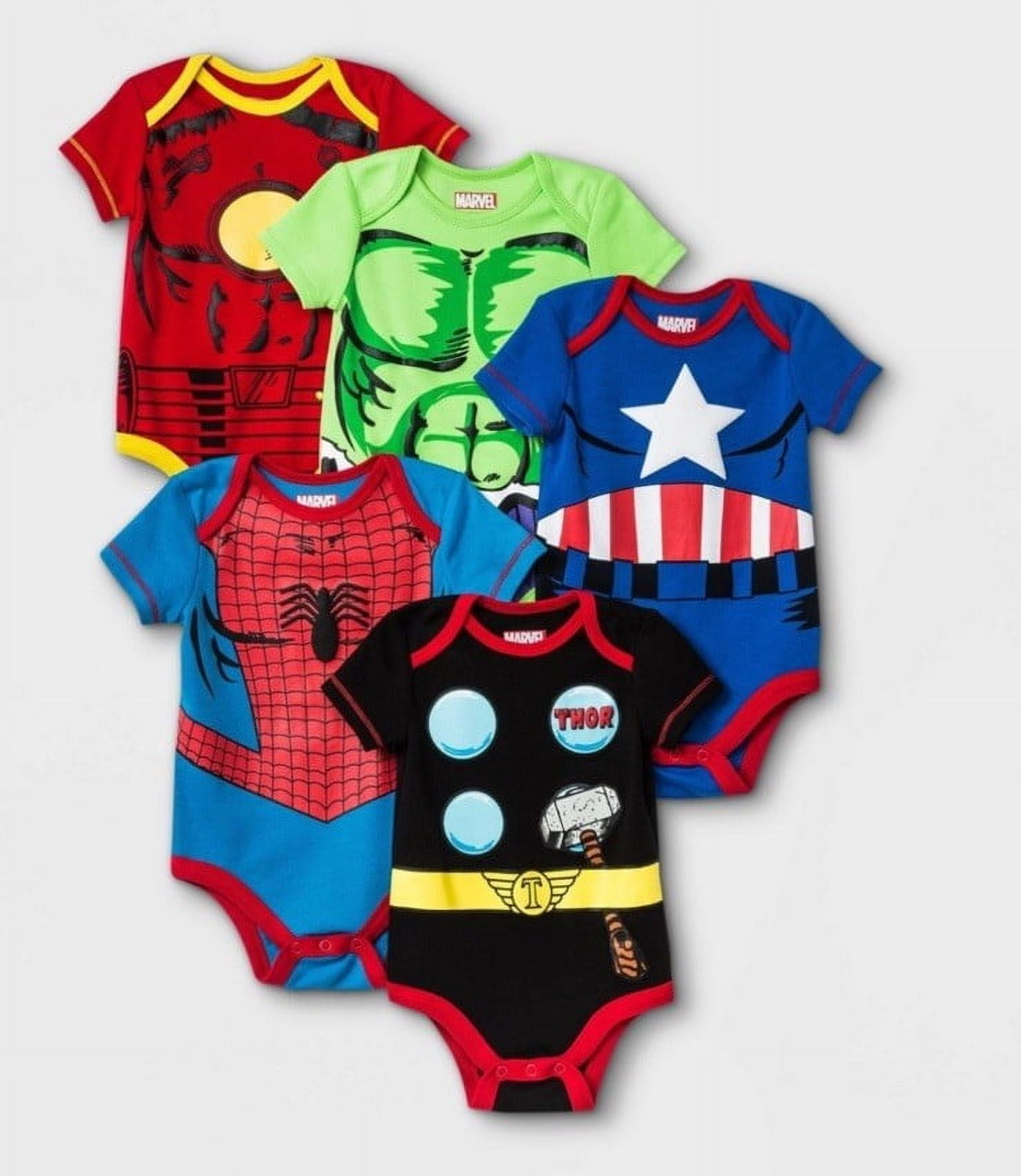 Baby Boys' 5pk Marvel Superheroes Jersey Knit Short Sleeve