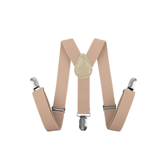 Baby Boys Adjustable Elastic Solid Color 1 inch Suspenders,Khaki, 22"