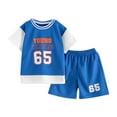 thumbnail image 1 of Baby Boys Athletic Clothing Two-Piece Sets Short Sleeve Top and Elastic Waist Short Breathable Sports Outfits 1-12 Years, 1 of 5