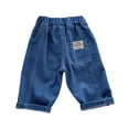 thumbnail image 1 of Baby Boys Baggy Jeans Loose Fit Straight Wide Leg Elastic Waist Casual Denim Pants Summer Capris Pants Toddler Boy Clothes, 1 of 7