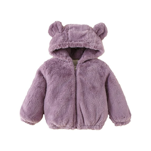 Baby Boys Bear Ears Shape Fleece Warm Hoodies Clothes Toddler Zip Up Jacket Sweatshirt Toddler Girl Long Winter Coats