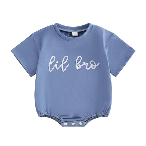 Baby Boys' Bodysuits Exquisite Letter Print Short Sleeve Crew Neck Embroidery Bodysuit Summer Outdoor Daily Outfit
