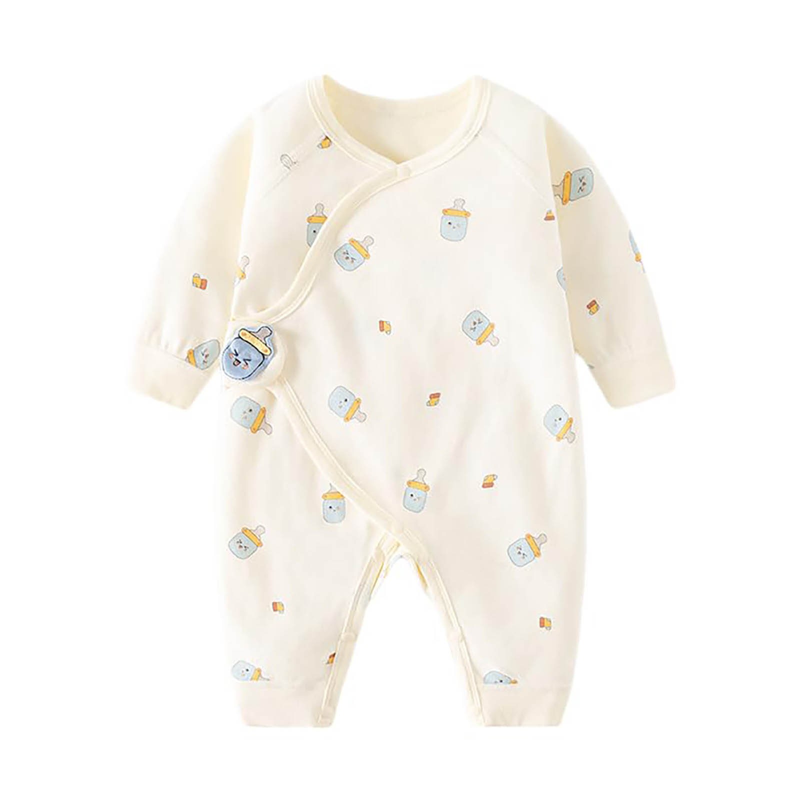 Bodies para Bebé Niño, Talla 0-1M, Manga Larga, Cuello Redondo, Estampado, Kimono sin Costuras, Otoño Invierno, Algodón