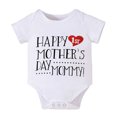 thumbnail image 1 of Baby Boys' Bodysuits Smooth Letter Print Short Sleeve Crew Neck Loose Letter Bodysuit Outdoor Play Outfit, 1 of 5