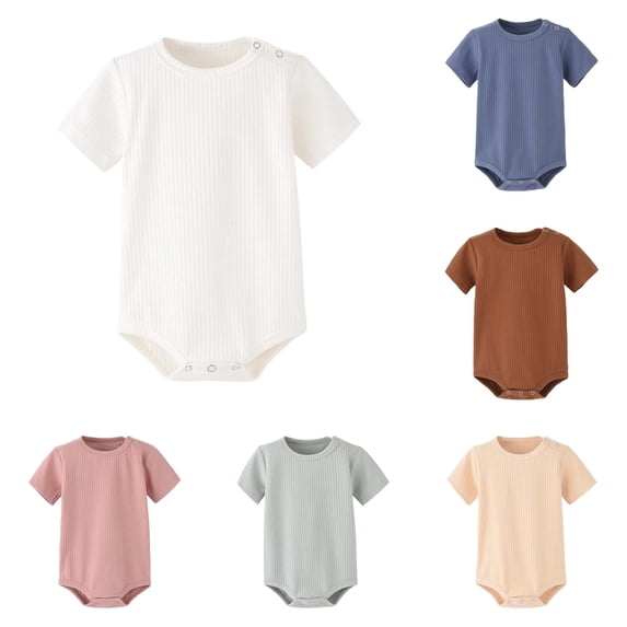 Baby Boys Bodysuits Soft Short Sleeve Romper for Toddlers Casual Comfortable Everyday Wear Loose Fit Round Neck Outfit Baby Boy Outfit Winter Baby Boys Bodysuit 18 Month Boy Clothes Kw Body Suit 18