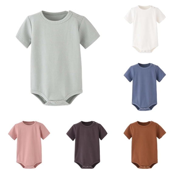 Baby Boys Bodysuits Soft Short Sleeve Romper for Toddlers Casual Comfortable Everyday Wear Loose Fit Round Neck Outfit Baby Boy Outfit Winter Baby Boys Bodysuit 18 Month Boy Clothes Kw Body Suit 18