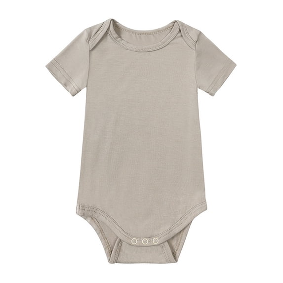 Baby Boys' Bodysuits Solid Print Crew Neck Short Sleeve Jumpsuit Romper for Everyday Baby Boy Rompers Grey 6 Months-12 Months