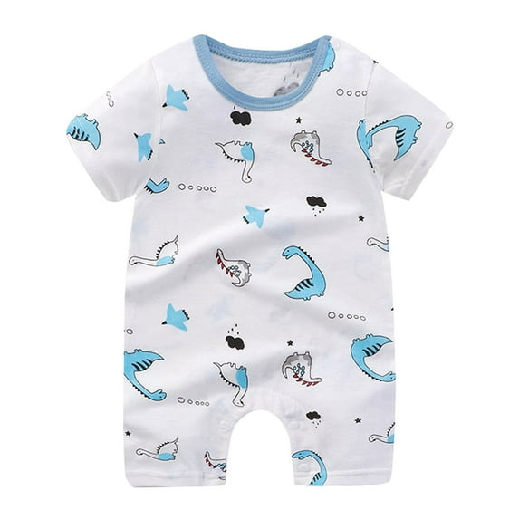 Baby Boys Bodysuits Summer Thin Unisex Cute Cartoon Print Short Sleeved Romper Bodysuit Cute One-Piece Playsuits For Babys