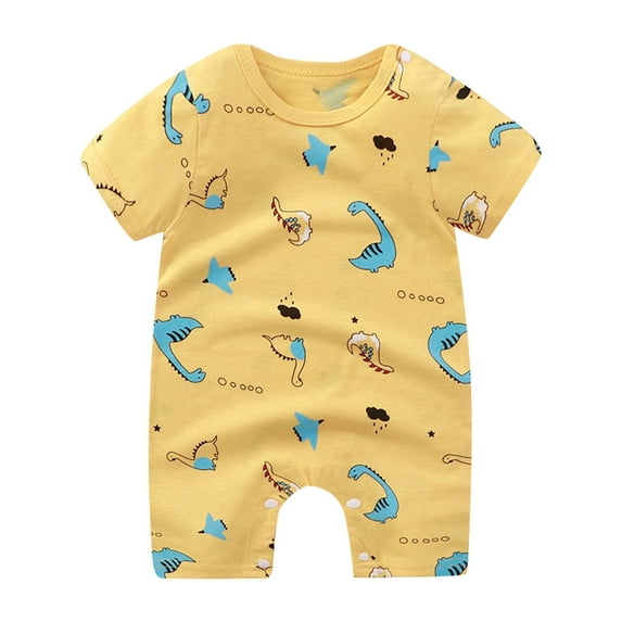Baby Boys Bodysuits Summer Thin Unisex Cute Cartoon Print Short Sleeved Romper Bodysuit Cute One-Piece Playsuits For Babys
