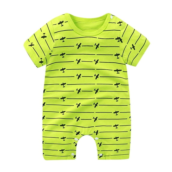 Baby Boys Bodysuits Summer Thin Unisex Cute Cartoon Print Short Sleeved Romper Bodysuit One-Piece Romper