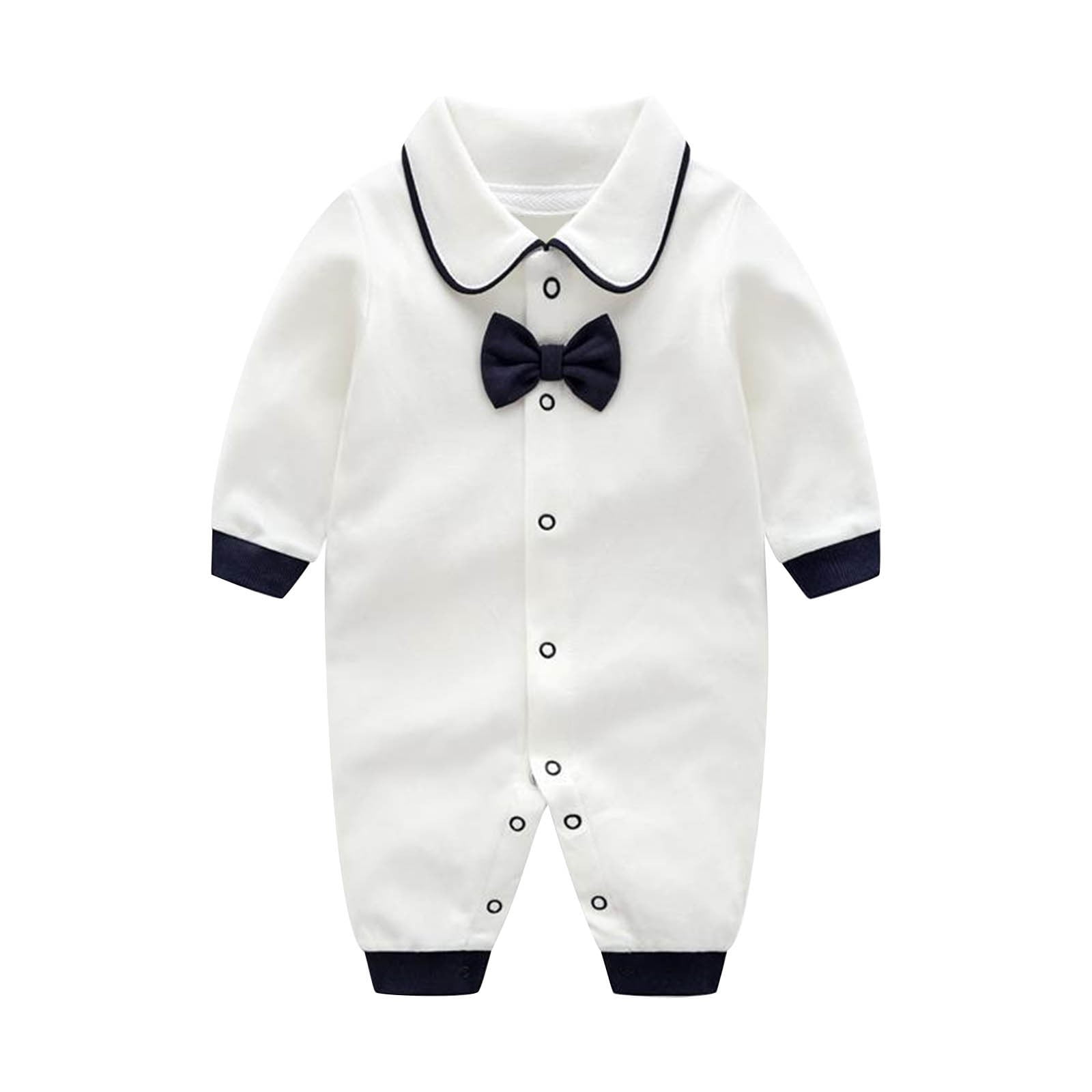 Baby Boys Bow Long Sleeve Outsie Bodysuit Banquet Wedding Jumpsuit ...