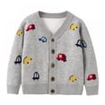 thumbnail image 1 of Baby Boys Button-Down V-Neck Cartoon Cardigan Knitted Sweater Toddler Sweatshirt Casual Outerwear Kid 5-6T, 1 of 3