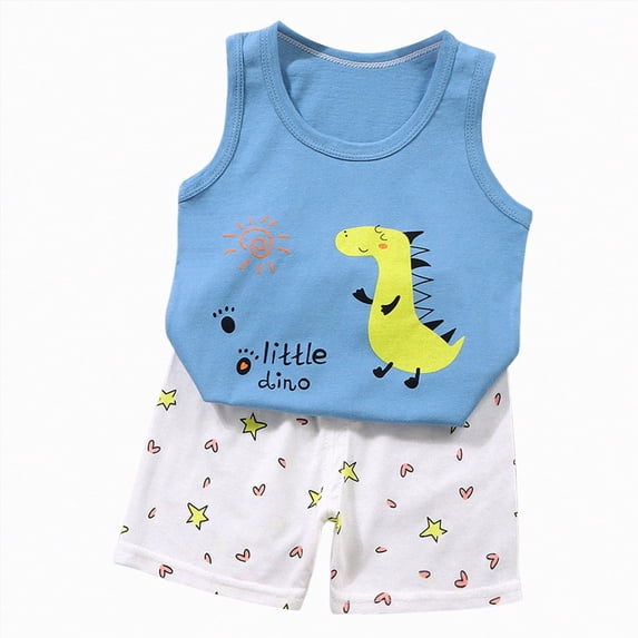 Baby Boys Casual Clothing Sets Cute Cartoon Tank Tops and Shorts Outfits Toddler Boy Summer Clothes