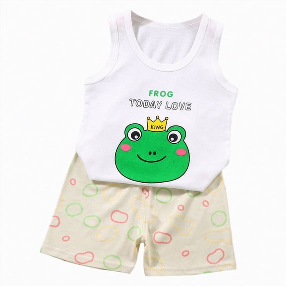 Baby Boys Casual Clothing Sets Cute Cartoon Tank Tops and Shorts Outfits Toddler Boy Summer Clothes