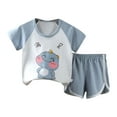 thumbnail image 1 of Baby Boys Casual Outfit Sets Summer Short Sleeve Cartoon Print Crew Neck Children Two Piece Tops And Shorts Outwear,Gray,18-24 Months, 1 of 3
