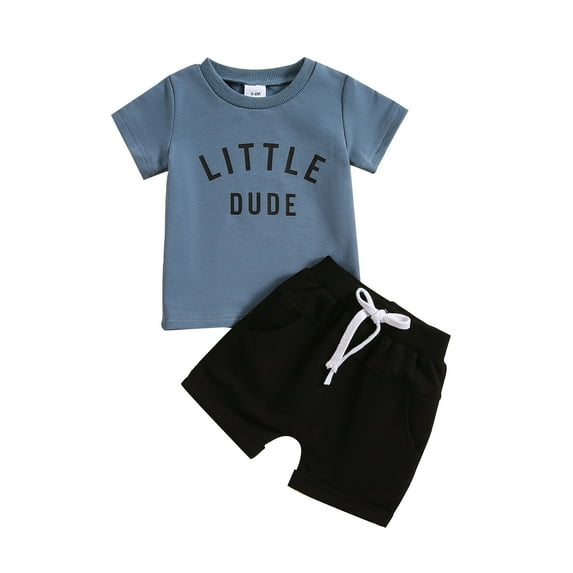 Baby Boys Casual Outfit Sets Toddler Letter Printed Short Sleeve T Shirt Tops and Shorts Child Athleisure 2PCS Set Size 6-12 M