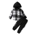 thumbnail image 1 of Baby Boys Casual Pants Sets Hooded Plaid Sweatshirt Top + Pants Outfits Infant Boy Long Sleeve Sets 0-2Years, 1 of 12