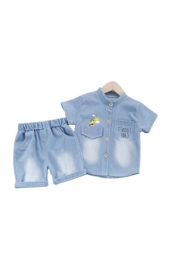 Baby Boys' Casual Summer Two Piece Casual Set 1-6 Year Old Baby Clothing Baby Boys' Clothing Denim Two Piece Set