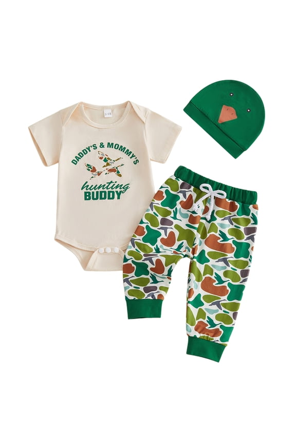 Baby Boys Clothes My First Easter Baby Boy Outfit Excavator Boy Bunny Short Sleeve Romper Pants Hat Infant Onesie Newborn Clothes,Beige