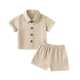 thumbnail image 1 of Baby Boys Clothes Set 6M 12M 18M 18M 24M 3Y Boys Button-Down Shirt Tops + Cotton Gauze Shorts Summer Outfit 2PCS with Pockets, 1 of 10