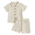 thumbnail image 1 of Baby Boys Clothes Set Toddler Boys Button-down Shirt Tops + Cotton Gauze Shorts Summer Outfit 2PCS with Pockets Toddler Boy Summer Clothes Sets, 1 of 7