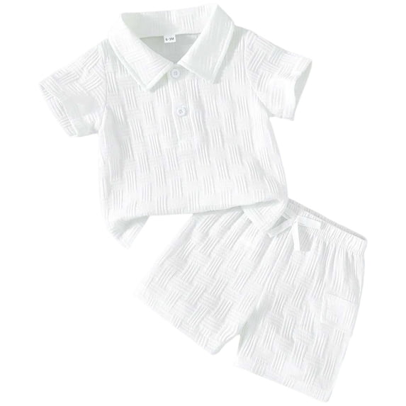 Baby Boys Clothes Set Toddler Infant Boys Button-down Shirt Tops + Cotton Shorts Summer Outfit 2PCS with Pockets