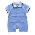 thumbnail image 1 of Baby Boys' Comfy Romper P-olo One Piece Outfits Button Onesies Newborn Infant Clothes 0-18 Months (3-6 Months, Blue), 1 of 4