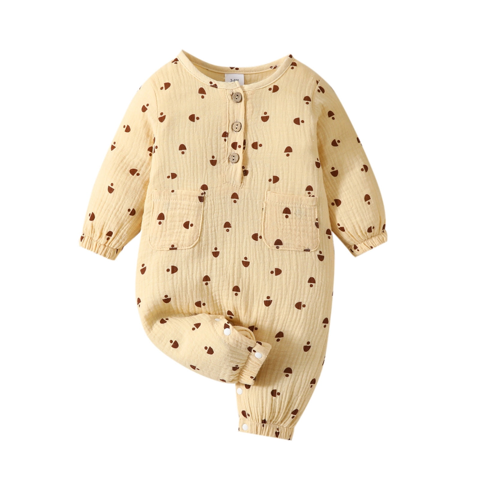 Baby Boys Coveralls Infant Long Sleeve Cartoon Print Pullover Romper