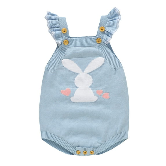 Baby Boys Easter Outfit Cotton Sleeveless Knitted Cute Rabbit Romper Cute Clothes Spring Summer Clothes for Baby Little Kids 0-3 Months