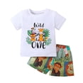 thumbnail image 1 of Baby Boys First Birthday Outfit 6M 12M 18M Wild One Jungle Safari Zoo T-shirt and Shorts Set 1 Year Old 1st Birthday Clothes, 1 of 10