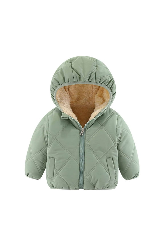 Baby Boys Fleece Lined Warm Coat Toddler Girls Long Sleeve Plush Zipper Hoodie Down Puffer Jacket Winter Clothes Baby Clothes