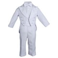 thumbnail image 1 of Baby Boys Formal White Poly Cotton 5 Piece Classic Suit Set with Tail, 1 of 4
