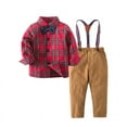 thumbnail image 1 of Baby Boys' Gentleman Clothes Sets Bow Tie Shirts + Suspender Pants (Red Shirt + Khaki pants, 2-3 Years), 1 of 4