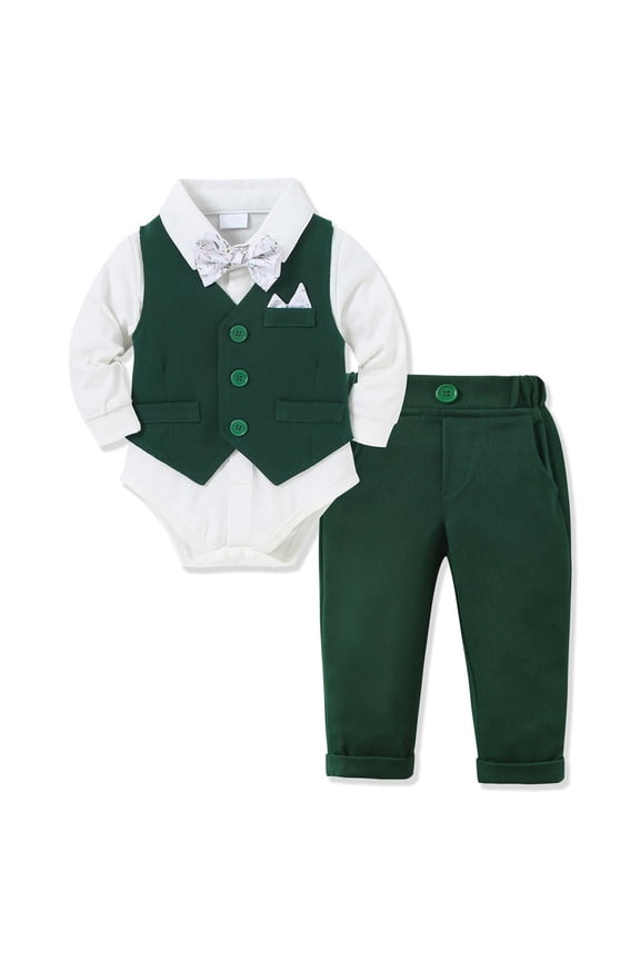 Baby Boys Gentleman Outfit Formal Romper Set Cute Outfit for Birthday Party Wedding and Special Occasions Wear