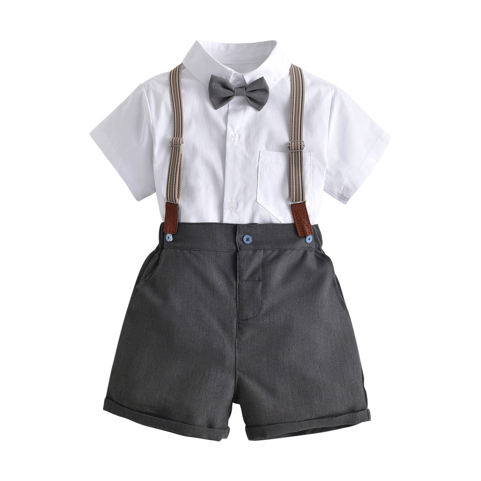 Baby Boys Gentlemen Outfits Suit Toddler Formal Short Sleeve Button