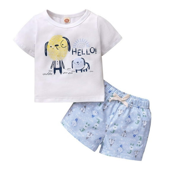 Baby Boys Gifts Toddler Kid Baby Boys Girls Sunflower Cartoon Print T-shirt Shorts Clothes Suit Going Out Outfits for Girls