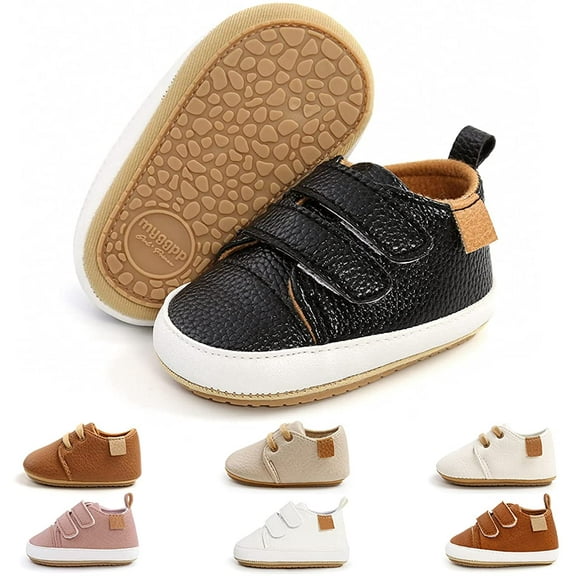Baby Boys Girl Lace Up Leather Sneakers Soft Rubber Sole Infant Moccasins Newborn Oxford Loafers Rubber Sole Anti-Slip Toddler Wedding Uniform Dress Shoes 0-18 Months